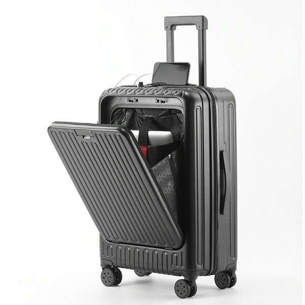 20-Inch Front Opening Carry-On Luggage For Laptop,24-Inch/26-Inch Front Opening Business Travel Luggage, Scratch-Resistant ABS+PC Material,360-Degree Swivel Wheels, Rear Cup Holder,With USB Type-C Charging Port,TSA Customs Password Lock,Ideal Short-Distance Business And Travel Portable Suitcase For Vacation, Honeymoon, Cruise, Or School, Suitable For Men And Women Bag For School School Accessories School Stuff