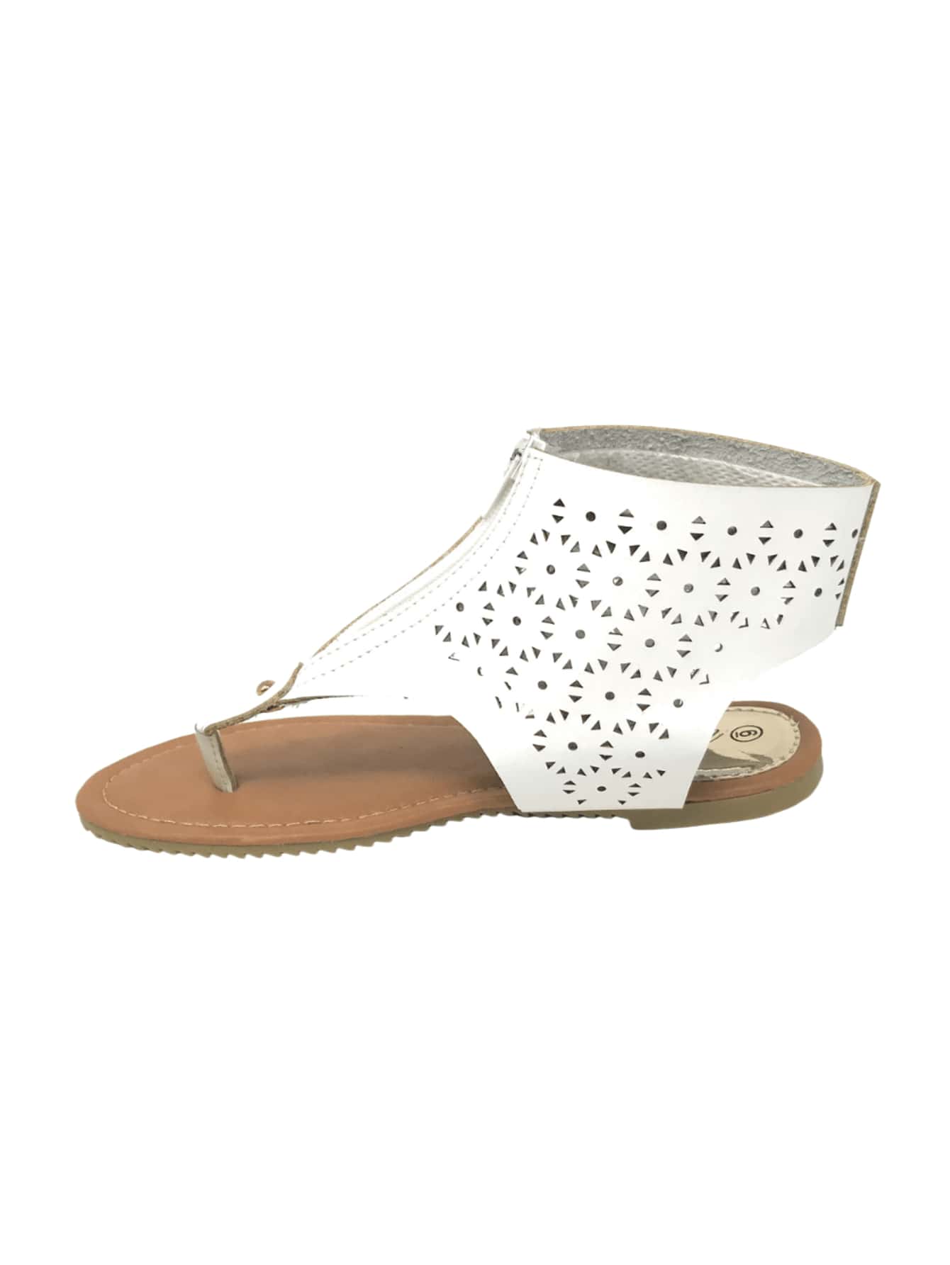 Sandalias planas de mujer Hebilla Cadena Trenzado Estampado en Textura Guay Elegante Glamour punk Preppy Deportivo Vacación Miedoso De moda - Blanco - Ver 1