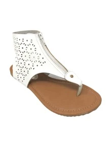 Sandalias planas de mujer Hebilla Cadena Trenzado Estampado en Textura Guay Elegante Glamour punk Preppy Deportivo Vacación Miedoso De moda - Blanco - Ver 4