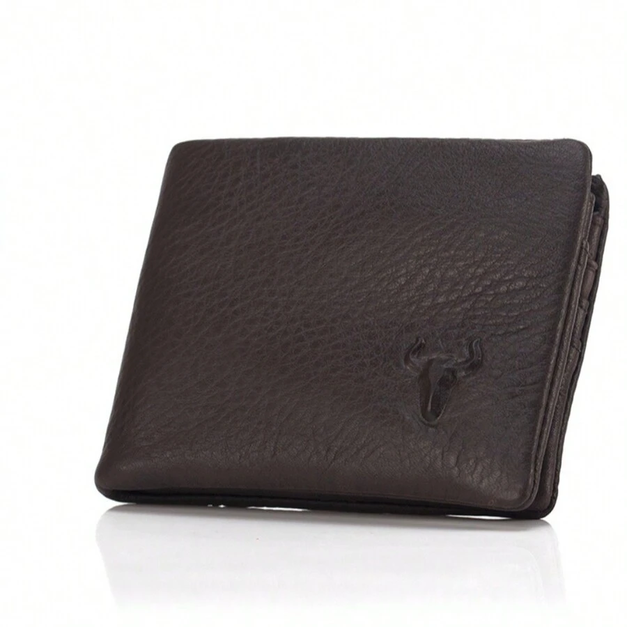 Genuine Leather Wallet For Men Slim Bifold Wallets Minimalist Credit Card Wallet With 5 Card Slots 1 ID Window 1 Bill Compartment 1 Hidden Zipper Pocket Father's Day Gift Gift For Him - Coffee Color