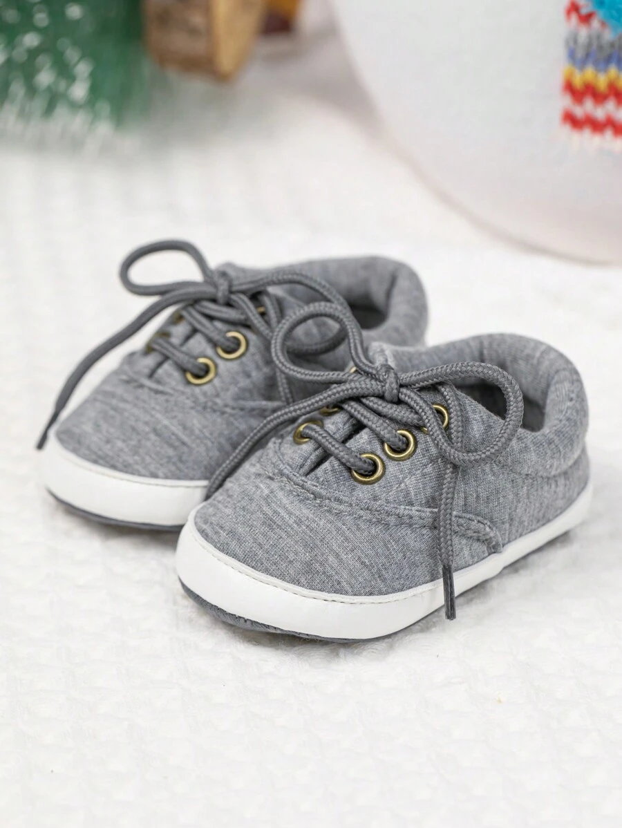 Baby Boys Girls Canvas Sneaker Slip On Anti Skid Newborn Candy Shoes For 0-18 Months