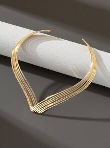 1入組波西米亞風格時尚金屬多層線設計女士套頸項鍊 - 金黃色 - 查看 4