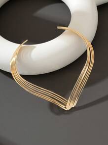 1入組波西米亞風格時尚金屬多層線設計女士套頸項鍊 - 金黃色 - 查看 2