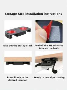 Data Frog 游戏控制器挂架 兼容 PS4 桌下悬挂收纳架 粘性操纵杆游戏手柄配件 - 黑色 - 查看 8