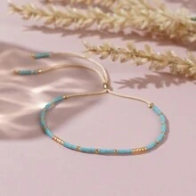 1 pieza Pulsera con cuentas pequeñas para mujer, joyería simple, pulsera de cuentas Delica con cuerda, joyería de moda