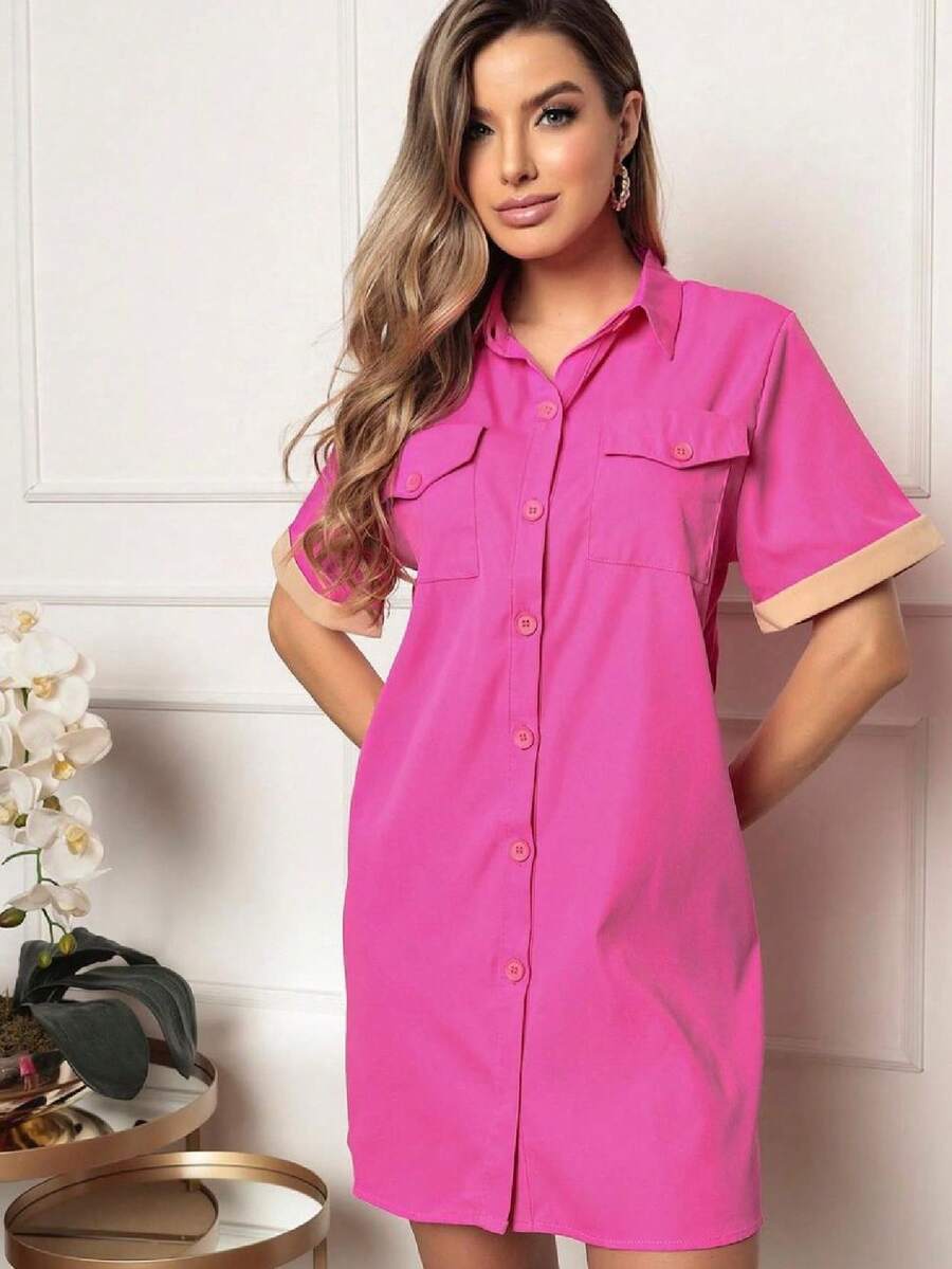 Women Dresses - 玫紅色 - 查看 1