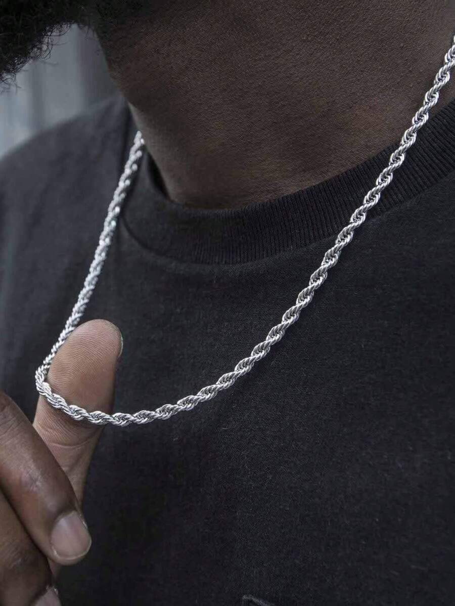 1pc Hip-Hop Punk Twisted Chain Necklace, Suitable For Men To Wear On Daily, Festival, Party Occasions