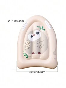 1pc Inflatable Cute Animal Surfboard, Portable Water Glide Board, Swimming Pool Float Suitable For Pool Party & Summer Beach Leisure! - Beige - View 2