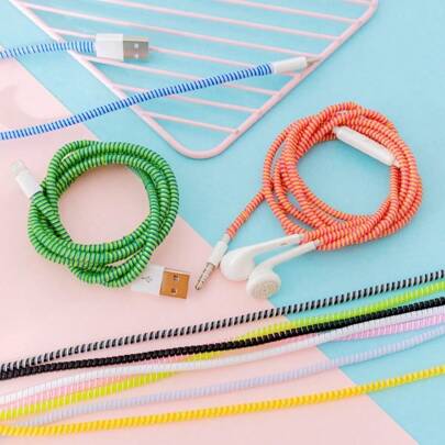 1 stuk Meerdere Kleuring 1,5 m 3-in-1 Mobiel Datakabelbeschermer Koord , Opladen Lijn Beschermer , Oortelefoon En Organizer , Anti-breuk Beschermend Inpakken Koord Voor Gegevens En Oortelefoon Kabels