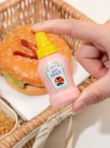 P1/ 4/8pcs Botol Saus Mini Portabel, Dispenser Saus Salad dan Saus Tomat, Botol Plastik Peras, Wadah Bumbu, Pola & Warna Acak - MultiWarna - View 6