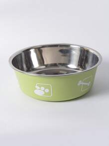 PETSIN 1pc Stainless Steel Double Layer Paw Print Pattern Cat/Dog Lover Gift And Dog/Cat Mom Love Pet Bowl, Large Capacity Anti-Skid Anti-Spill For Small/Medium Dog Lover And Dog Mom Love Cat Lover And Cat Mom Love (2 Styles Of Non-Slip Mat Randomly Included) - Multicolor - View 14