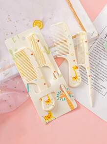 1 Set Cartoon Hair Comb Children Baby Mini Portable Animal Patterned Hair Comb Set Packaging Random - Yellow - View 2