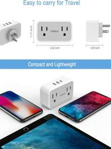 Outlet Extender With USB Wall Charger, Multi Power Splitter With 3 USB Wall Plug (1 USB C Port) And Double Outlets, TESSAN Mini Multiple Expander For Cruise, Travel, Home, Dorm Room Essentials Grey