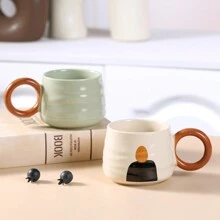 1pc 330ml Ceramic Mug With Modern Abstract Painting Suitable For Home, Couple, Milk, Coffee, Water Back To School