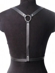 1pc Women's Harness Belt Casual Basics, Cute Buckle Design, Faux Leather Harness Suspenders, Suitable For Casual Wear - Black - View 8