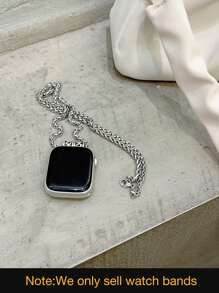 1pc Unisex Watch Band Strap Fits 38/40/41/44/45/49/42/46mm For Apple Watch S11/SE3/Ultra3/Ultra/SE/SE2/10/9/8/7/6/5/4/3/2/1 - Silver - View 3