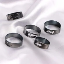 20入組時尚不鏽鋼花、葉、心型中空戒指,適合女性日常、休閒、聚會和禮物 - 20個鏤空戒指 - 查看 9