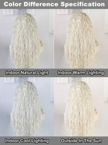 Women's Long Fluffy Silver White Lace Front Wig, Long Curved Synthetic Lace Front Wig, Pre Pulled Natural Hair Line Free Part 13 * 1 High-Definition Transparent Front Lace Silver White Wig, Suitable For Daily Party Role-Playing, Wearing Glue Free Wig, 150% High-Density Soft Fluffy Silver White Synthetic Heat-Resistant Fiber Hair Texture, 26 Inches High Temperature Fiber Wig, Natural Realistic Wig, Elegant Women's Fluffy Curved Curly Hair Wig - White - View 10