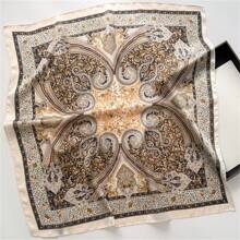 1pc Bohemian Style Paisley Pattern Printed 70*70cm Bandana For Men/Women, Faux Silk Material. Perfect For Casual, Business, Fashion And Music Festival