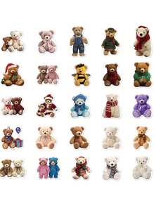 50張毛絨泰迪熊防水貼紙,適用於水瓶禮物、筆記型電腦貼紙、保護貼、電話貼紙、安全帽和車輛貼花 - 彩色 - 查看 8