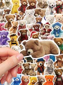 50張毛絨泰迪熊防水貼紙,適用於水瓶禮物、筆記型電腦貼紙、保護貼、電話貼紙、安全帽和車輛貼花 - 彩色 - 查看 4