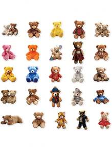 50張毛絨泰迪熊防水貼紙,適用於水瓶禮物、筆記型電腦貼紙、保護貼、電話貼紙、安全帽和車輛貼花 - 彩色 - 查看 7