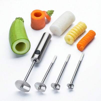 choxila 1 Bộ Thép không gỉ Rau Máy khoan , Trái cây lõi Và , Công trình học nhân thể Xử lý Với 4 Kích thước Đối với Và , Khoai tây , Củ cà rốt , Apple