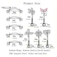 10pcs Fashion Hypoallergenicity 316L Stainless Steel Rook Piercing Jewelry For Women Men, Butterfly Heart Type Curved Barbells Belly Lip Eyebrow Rings Set Daith Cartilage Tragus Helix Piercing Jewelry Suitable For Daily Parties And Holiday Wear Valentines,Mom,Mother,Mother's Day,Gift