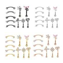 10pcs Fashion Hypoallergenicity 316L Stainless Steel Rook Piercing Jewelry For Women Men, Butterfly Heart Type Curved Barbells Belly Lip Eyebrow Rings Set Daith Cartilage Tragus Helix Piercing Jewelry Suitable For Daily Parties And Holiday Wear Valentines,Mom,Mother,Mother's Day,Gift