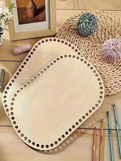 2pcs Wooden Crochet Hook Bag Bases For Diy Basket Crafts Home Decoration,Home Decor ,Room Decor,Wall Decor Gifts Birthday Graduation