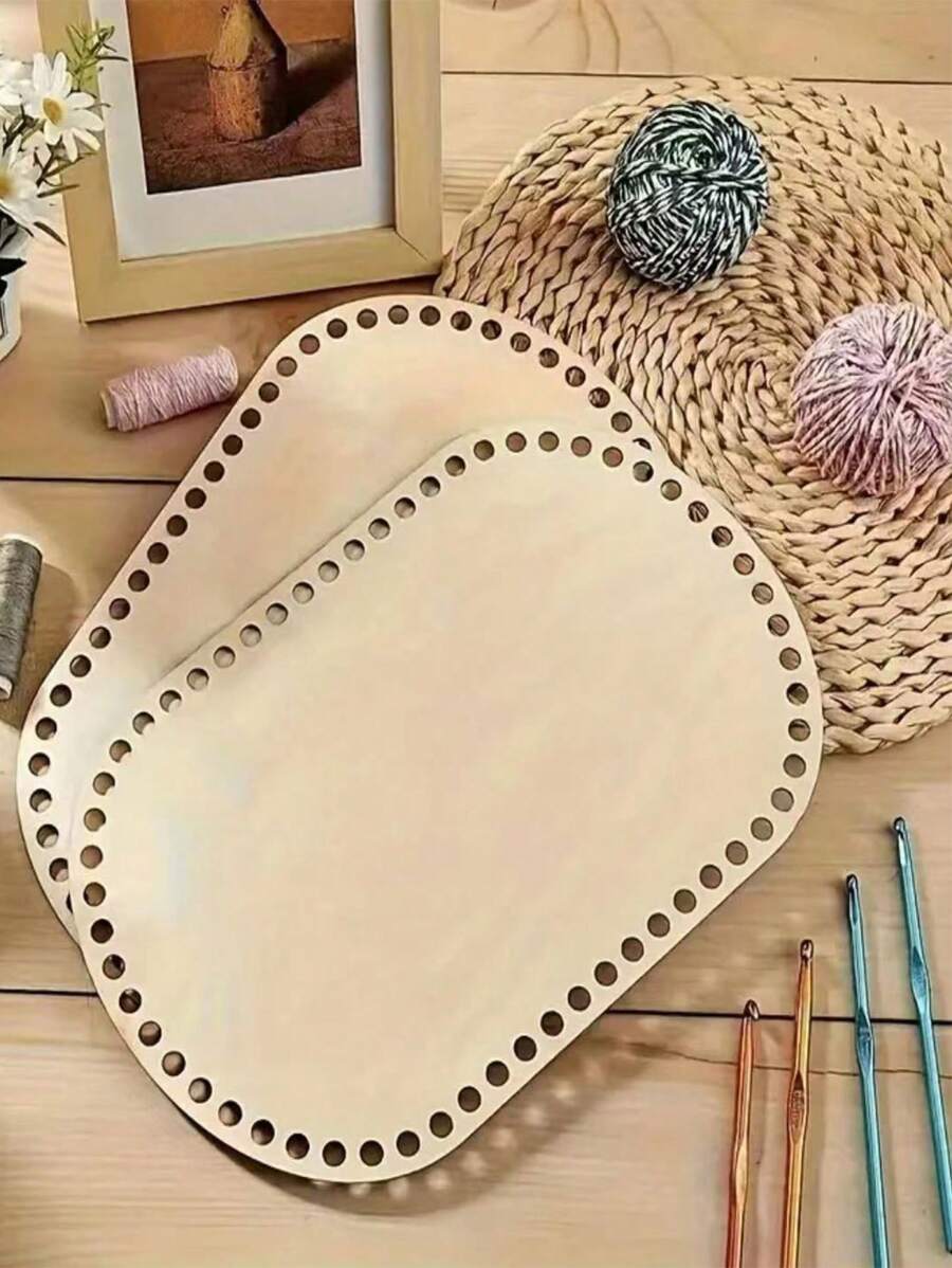 2 chiếc đế túi móc gỗ dùng làm giỏ thủ công DIY trang trí nhà cửa, trang trí nhà cửa, trang trí phòng, trang trí tường - Màu gỗ - Xem 1