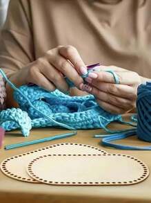 2 chiếc đế túi móc gỗ dùng làm giỏ thủ công DIY trang trí nhà cửa, trang trí nhà cửa, trang trí phòng, trang trí tường - Màu gỗ - Xem 4