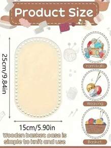 2 chiếc đế túi móc gỗ dùng làm giỏ thủ công DIY trang trí nhà cửa, trang trí nhà cửa, trang trí phòng, trang trí tường - Màu gỗ - Xem 2