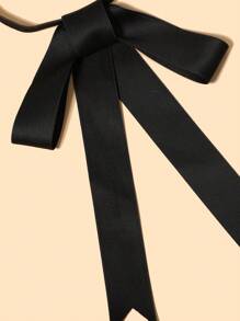 1pc Ladies' Casual Solid Color Ribbon Red Bowtie, Suitable For Date & Daily Wear - Red - View 3