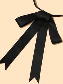 1pc Ladies' Casual Solid Color Ribbon Red Bowtie, Suitable For Date & Daily Wear - Red - View 8