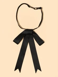 1pc Ladies' Casual Solid Color Ribbon Red Bowtie, Suitable For Date & Daily Wear - Red - View 2