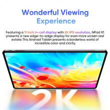N-one N-one NPad X1 11'' Tablet PC (8++8)GB RAM 128GB ROM Android 13 2000x1200 FHD MTK G99 8+20MP+2MPCamera 18W PD Fast Charge