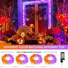 JMEXSUSS 100 LED Orange & Purple Halloween Lights - Plug In, Connectable Color Changing String Lights, 33ft Indoor/Outdoor For Halloween Party Decor & Christmas - Purple to Orange - View 5