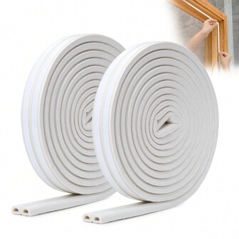 YOUSHARES 12m Tätningstejp för Dörr/Fönsterkarmar - Tätning för Fönster, Självhäftande Tätning, Gummilist för Dörrar, Dörtätning, Skumisolering för Kyla, Ljudisolering (Vit)