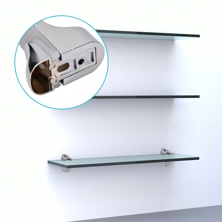 4 Pcs Adjustable Glass Shelf Brackets, Zinc Alloy Glass Clamp Holder, Wall Mount Floating Glass