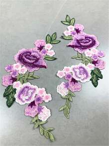 1 对彩色刺绣牡丹花贴片蕾丝边，缝纫工艺用品，多色可选