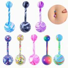 Stainless Steel Body Piercing Jewelry, Fashionable Belly Button Ring, Unisex - Multicolor - View 4