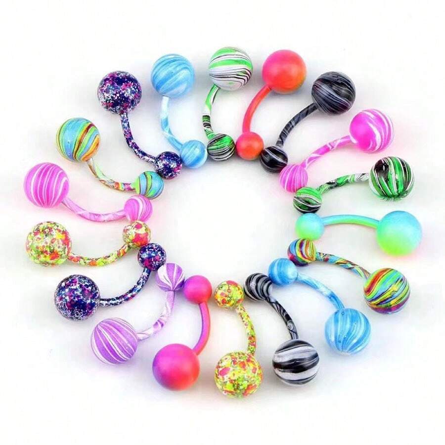 Stainless Steel Body Piercing Jewelry, Fashionable Belly Button Ring, Unisex - Multicolor - View 1