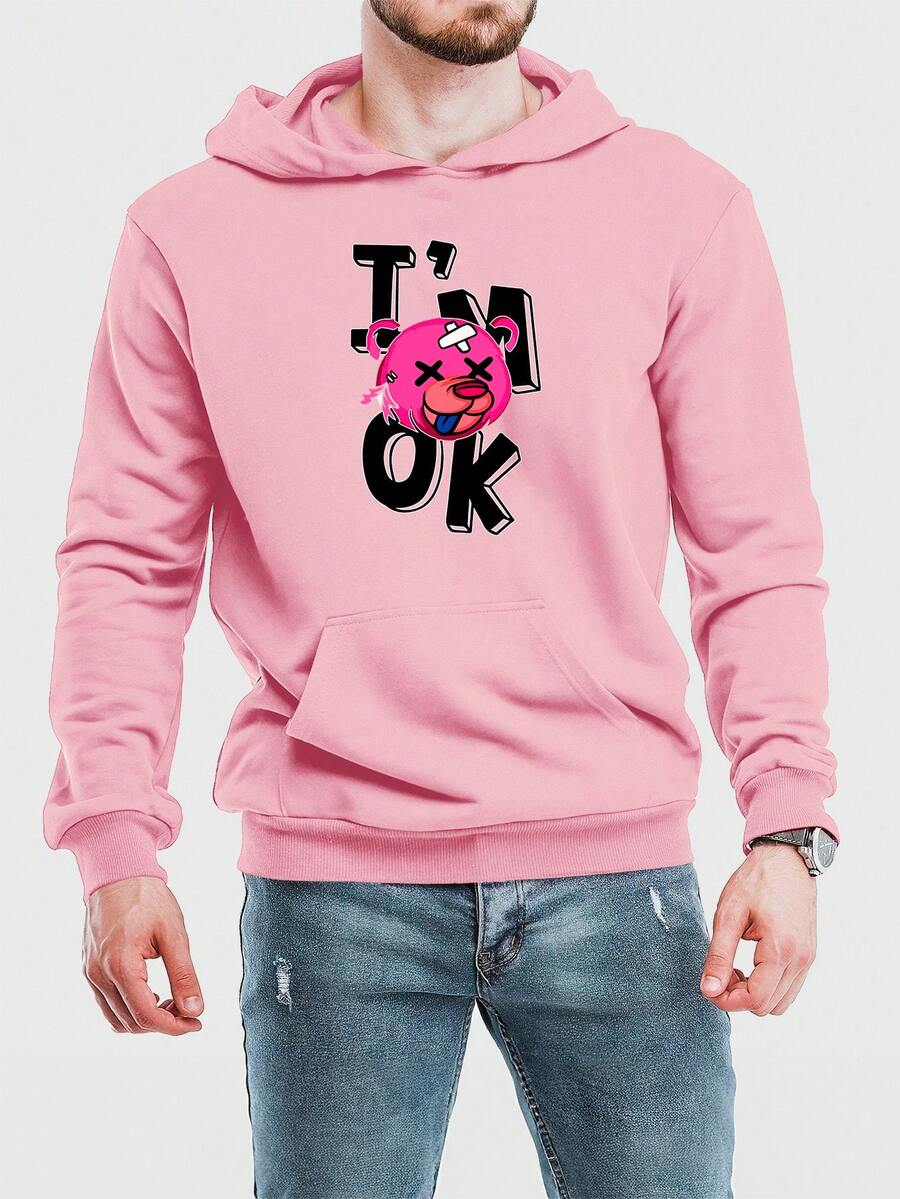 Men Hoodies - 粉色 - 查看 1