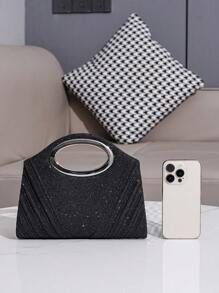 Túi xách Vincy Glitter Túi buổi tối lấp lánh có viền xếp nếp và dây đeo dạng chuỗi, có thể dùng làm túi xách, túi đeo vai hoặc túi đeo chéo, thời trang dành cho nữ - màu đen - Xem 6