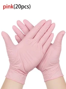 20/50/100 件，白色粉色黑色蓝色一次性丁腈手套 - 不含乳胶，防水 - 适用于厨房、食品加工、清洁、染发、美容院 - 家用小工具、厨房、浴室、家居、家居供应商 - 粉色 - 查看 19