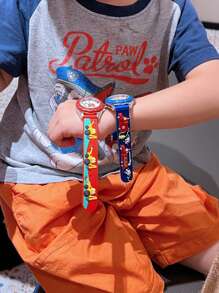 Cute Black Fire Truck & Firefighter 3D Cartoon Quartz Watch For Boys, Children Gift