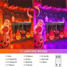 JMEXSUSS 100 LED Orange & Purple Halloween Lights - Plug In, Connectable Color Changing String Lights, 33ft Indoor/Outdoor For Halloween Party Decor & Christmas - Purple to Orange - View 2
