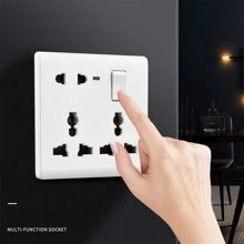 白色通用8孔插座,英式電器廚房13a高功率8孔插座面板帶指示燈 - 白色 - 查看 4