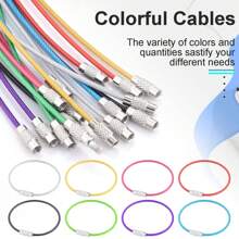 10pcs/Pack Stainless Steel Cable Wire Key Chain Rings For Travel, Luggage Tags, And Outdoor Activities Car Accessories Bag Charm School